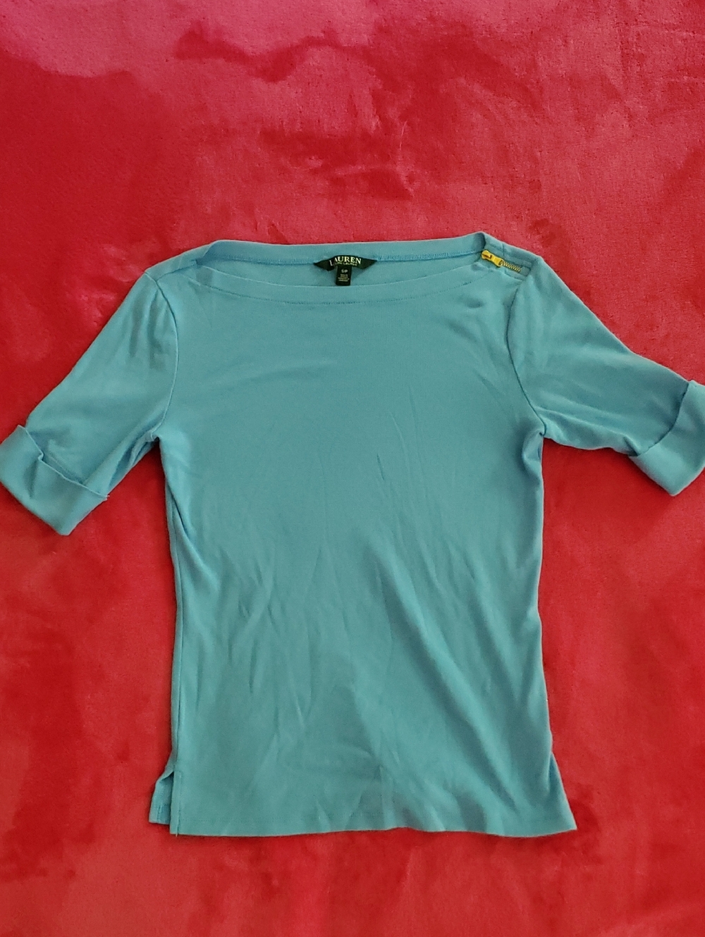 Lauren Ralph Lauren Blue Boatneck Short Sleeve Top